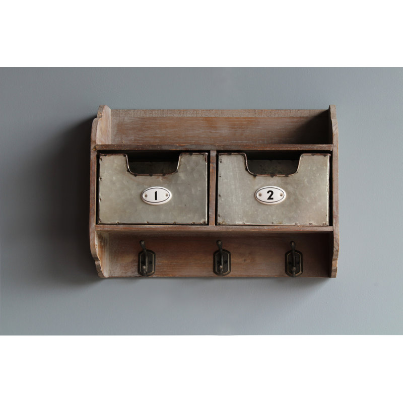 Gracie Oaks Cabrillo Wooden Hook Shelf Wall Mounted Coat Rack with